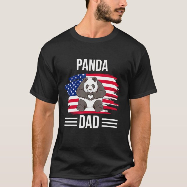 Panda Bear Us Flag 4th Of July  Panda Dad T-Shirt (Front)