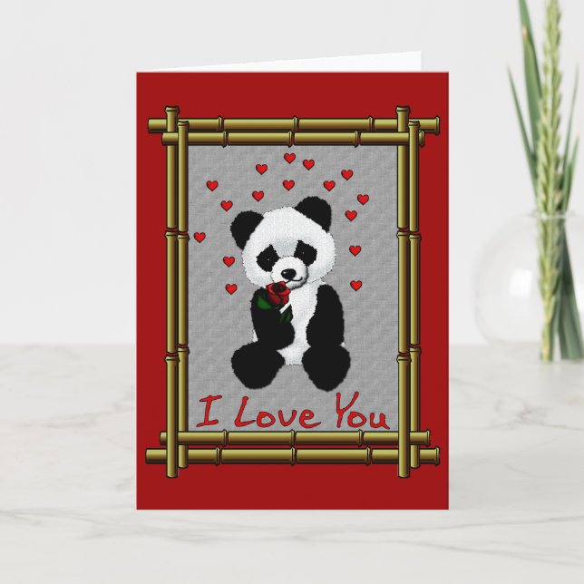 Panda Bear Valentine Holiday Card (Front)