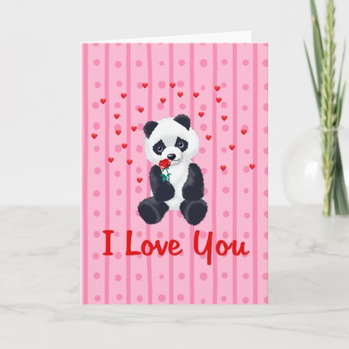 Panda Bear Valentine Holiday Card