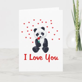 Panda Bear Valentine Holiday Card by orsobear at Zazzle