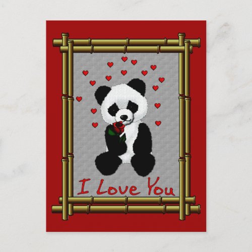 Panda Bear Valentine Holiday Postcard
