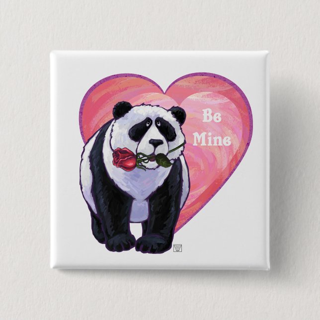 Panda Bear Valentine's Day Button (Front)