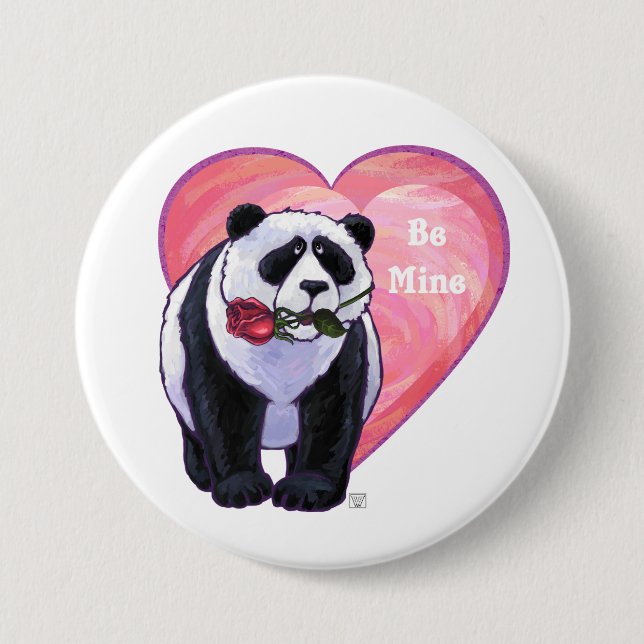 Panda Bear Valentine's Day Button (Front)
