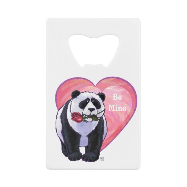 Panda Bear Valentine's Day Credit Card Bottle Opener (Front)