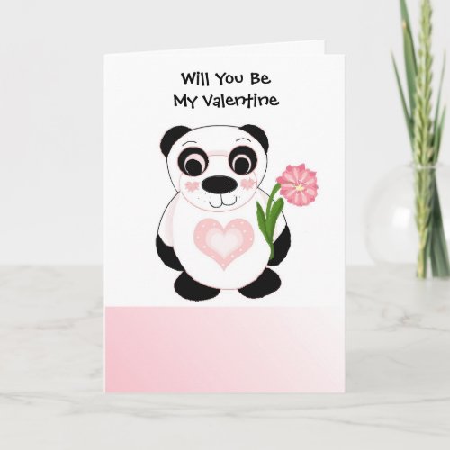 Panda Bear Valentines Day Holiday Card