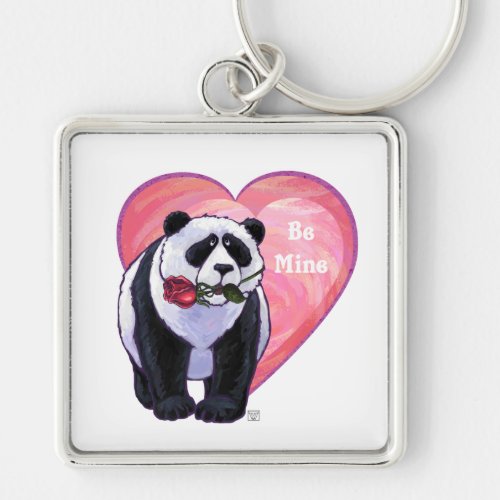 Panda Bear Valentines Day Keychain
