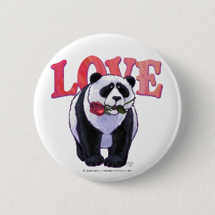 Panda Bear Valentine's Day Pinback Button