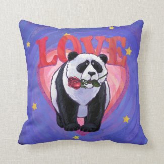 Panda Bear Valentine's Day Throw Pillow