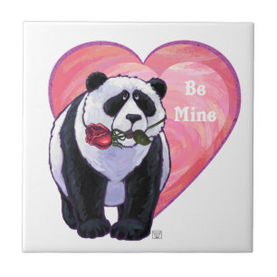 Panda Bear Valentine's Day Tile