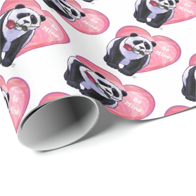 Panda Bear Valentine's Day Wrapping Paper (Roll Corner)