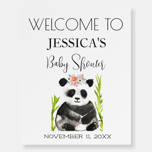 Panda Bear Watercolor Baby Shower Welcome Sign