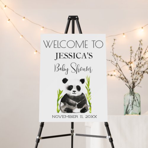 Panda Bear Watercolor Baby Shower Welcome Sign