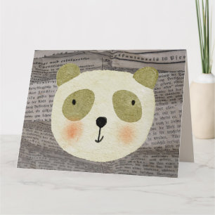 PANDA BEAR WATERCOLOR NEWSPAPER BIRTHDAY CARDS