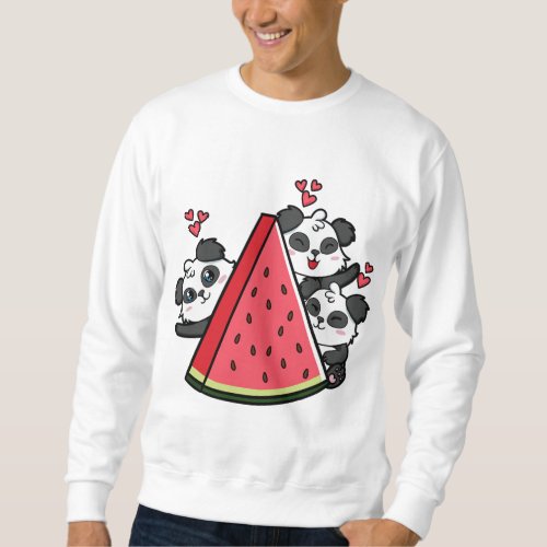 Panda Bear Watermelon Lover Summer Fruit Slice Sweatshirt