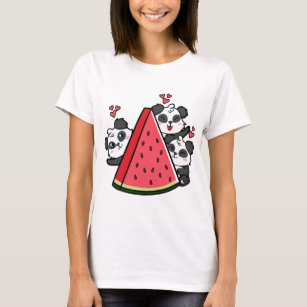 Panda Bear Watermelon Lover Summer Fruit Slice T-Shirt