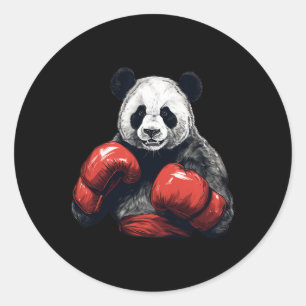 Panda Bear Wearing Boxing Gloves - Funny Boxing Classic Round Sticker