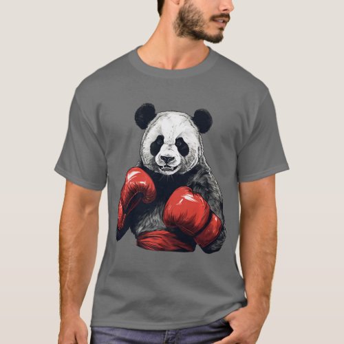 Panda Bear Wearing Boxing Gloves  Funny Boxing Pre T_Shirt