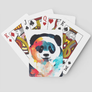 Panda Bear Wild Nature Animal Color Art Painting Poker Cards