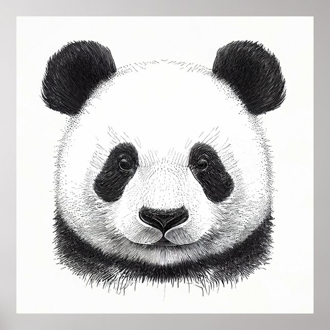 Panda Bear Wild Nature Animal Illustration Art  Poster (Front)