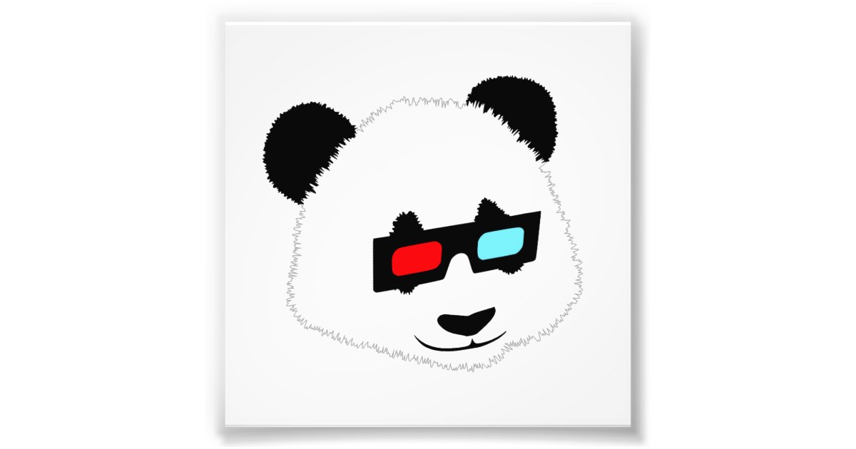 Panda Bear With 3d Glasses Photo Print Zazzle Com