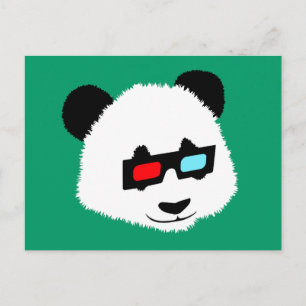 Panda Bear with 3D Glasses Postcard