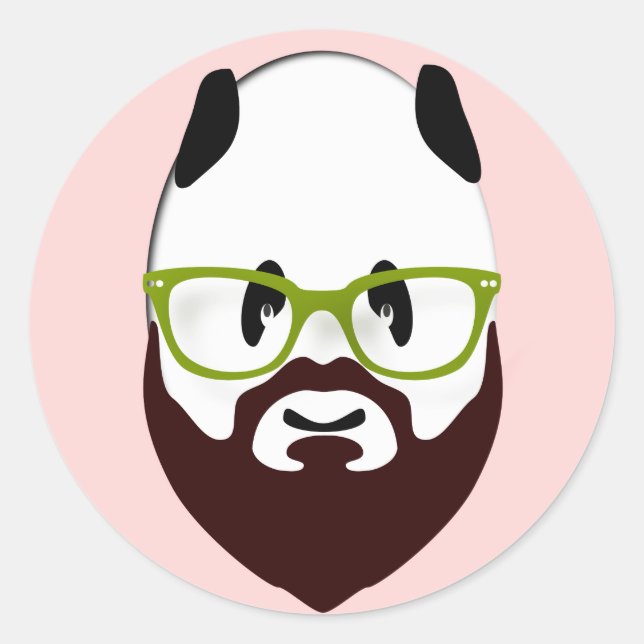 Panda Bear with a Beard Classic Round Sticker (Front)