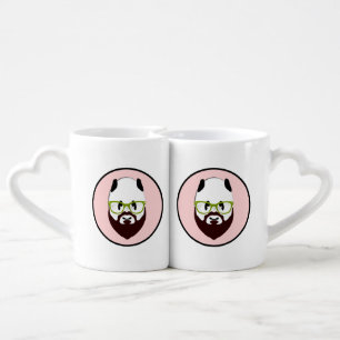 Panda Bear with a Beard Coffee Mug Set