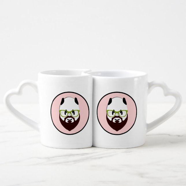 Panda Bear with a Beard Coffee Mug Set (Back Nesting)