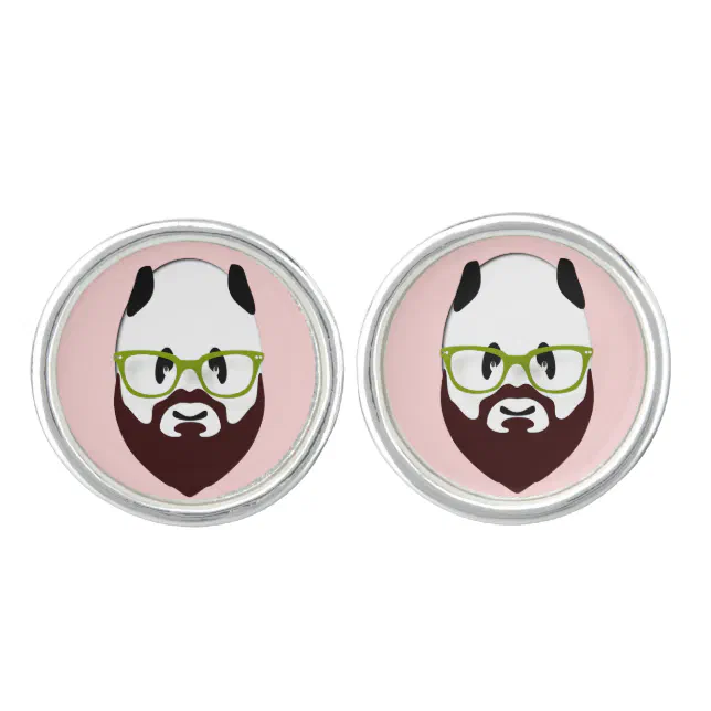 Panda Bear with a Beard Cufflinks Zazzle