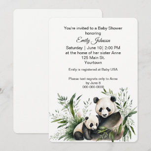 Panda Bear With Baby Cub Invitation