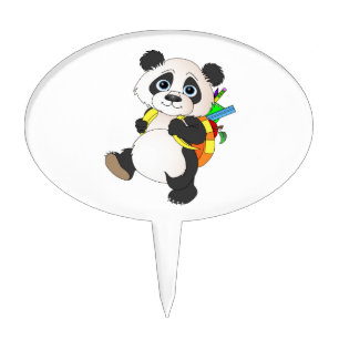 Panda Bear with backpack Cake Topper