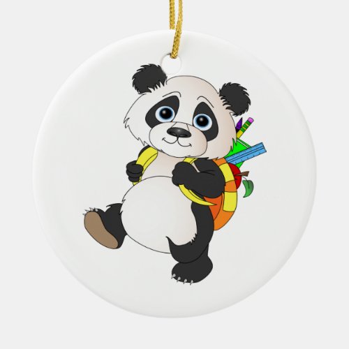 Panda Bear with backpack Ceramic Ornament
