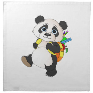 Panda Bear with backpack Cloth Napkin