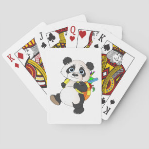 Panda Bear with backpack Poker Cards