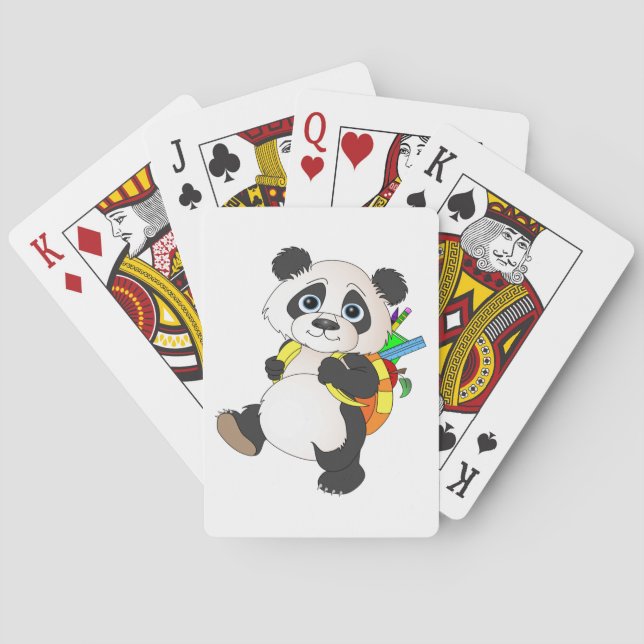 Panda Bear with backpack Poker Cards (Back)