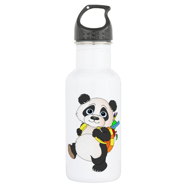 Panda Bear with backpack Water Bottle (Front)