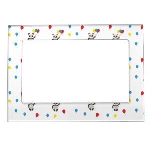 Panda bear with balloons white magnetic frame