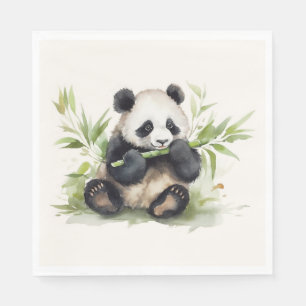 Panda Bear With Bamboo Napkins