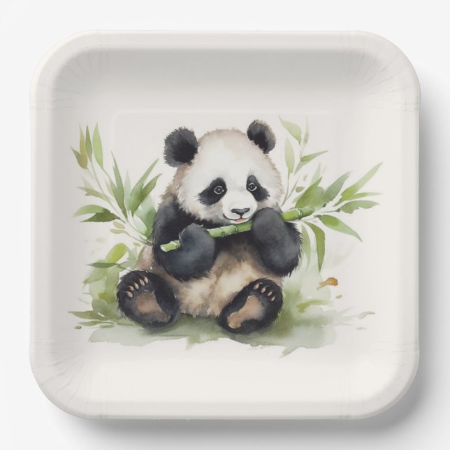 Panda Bear With Bamboo Paper Plates (Front)