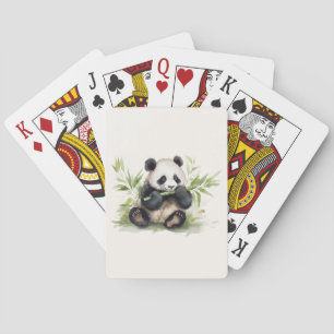 Panda Bear With Bamboo Poker Cards