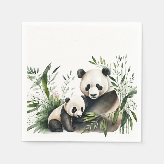 Panda Bear With Cub Napkins (Front)