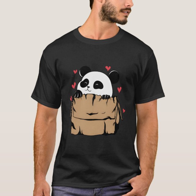 Panda Bear With He In Cardboard Box T-Shirt (Front)