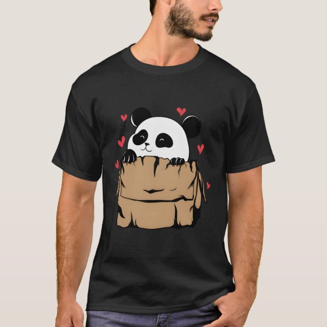 Panda Bear With He In Cardboard Box T-Shirt (Front)