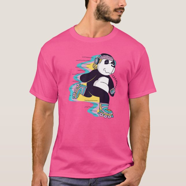 Panda Bear with Roller Skates for Skater and Bear  T-Shirt (Front)