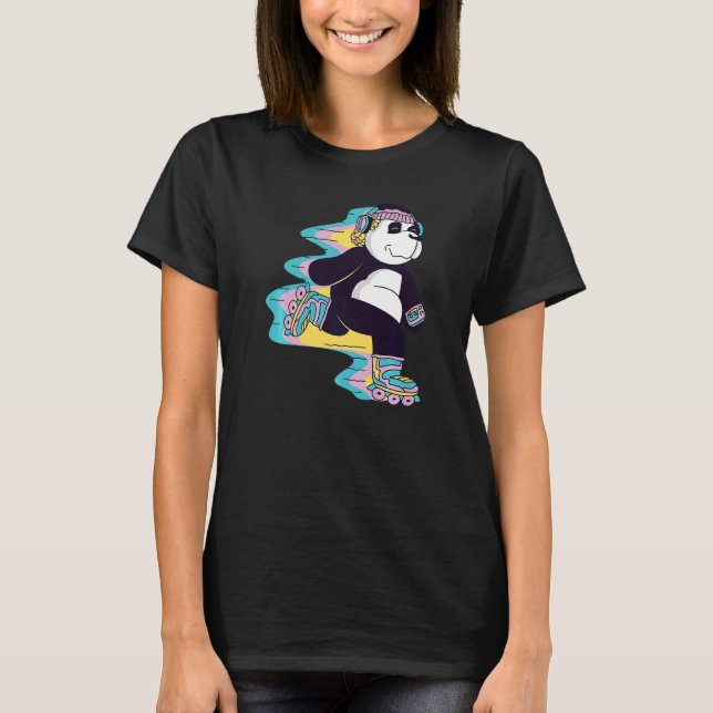 Panda Bear with Roller Skates for Skater and Bear  T-Shirt (Front)
