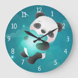 Panda Bear with Star Large Clock