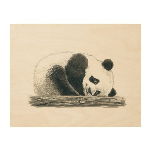 Panda bear wood wall art