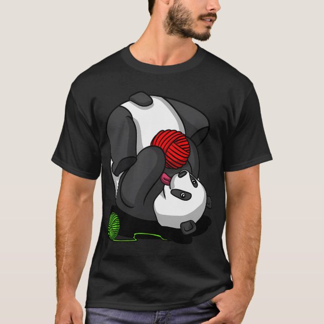 Panda Bear Yarn Knitting T-Shirt (Front)