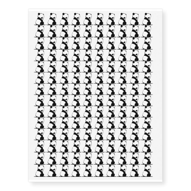 Panda Bear Zoo Animals Design Temporary Tattoos (Front)