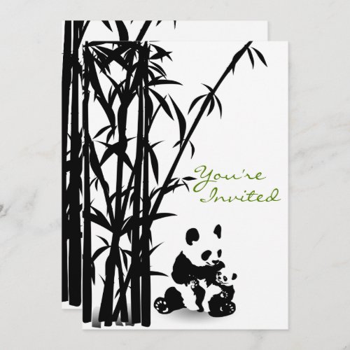 Panda Bears and Bamboo Baby Shower Invitation